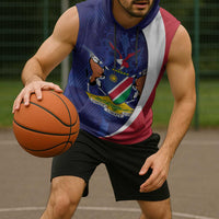 Namibia Cricket Custom Sleeveless Hoodie Coat of arms Namibian Pattern - Wonder Print Shop