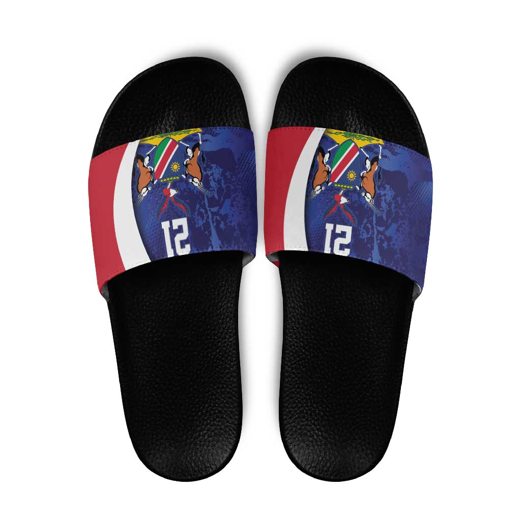 Namibia Cricket Custom Slide Sandals Coat of arms Namibian Pattern - Wonder Print Shop