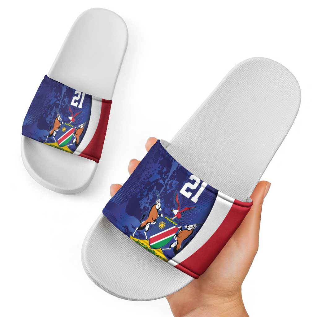 Namibia Cricket Custom Slide Sandals Coat of arms Namibian Pattern - Wonder Print Shop