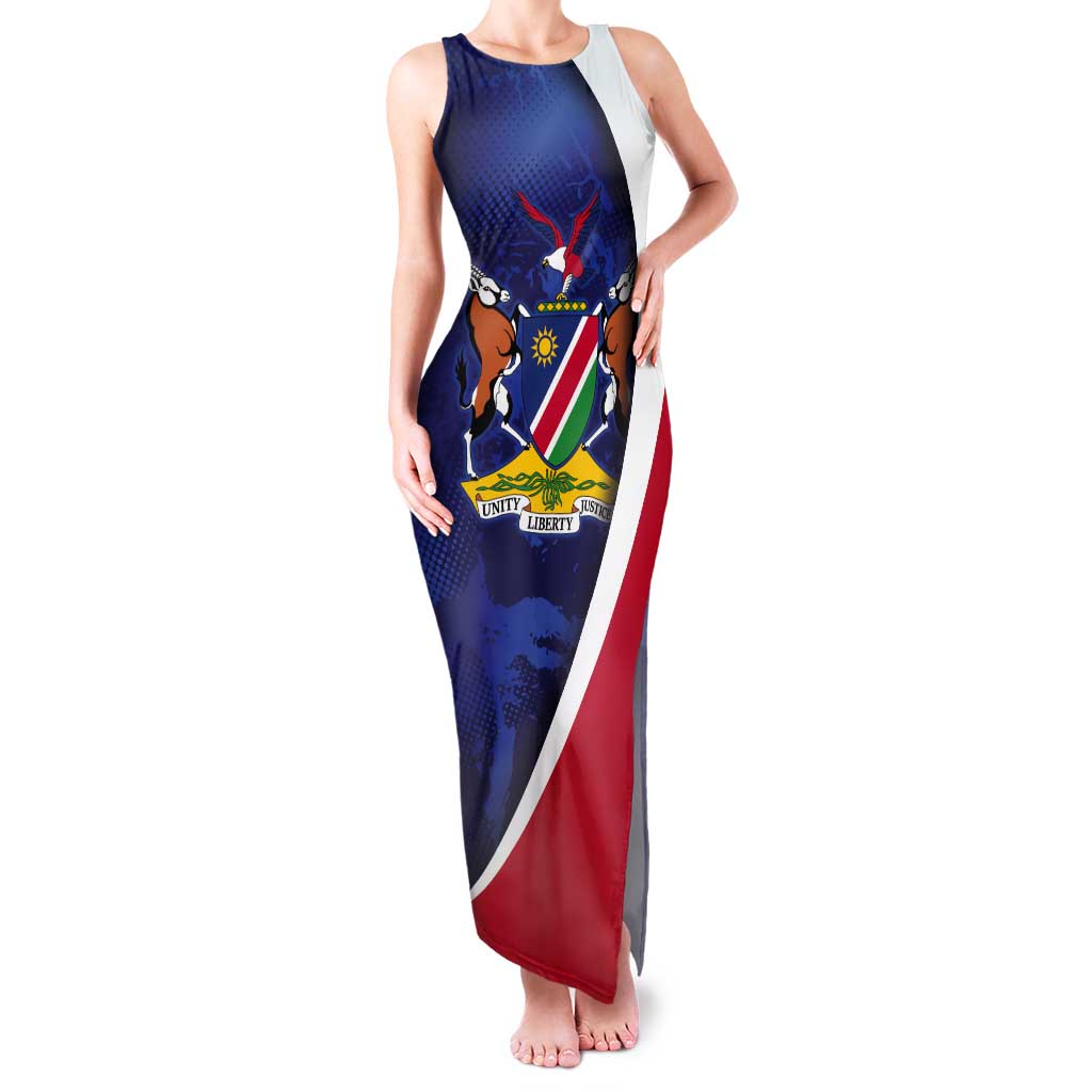 Namibia Cricket Custom Tank Maxi Dress Coat of arms Namibian Pattern - Wonder Print Shop