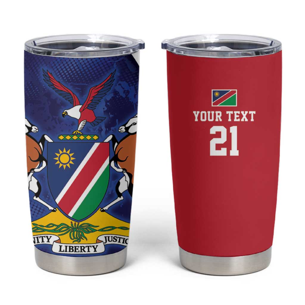Namibia Cricket Custom Tumbler Cup Coat of arms Namibian Pattern - Wonder Print Shop