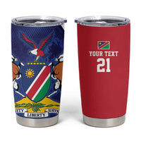 Namibia Cricket Custom Tumbler Cup Coat of arms Namibian Pattern - Wonder Print Shop