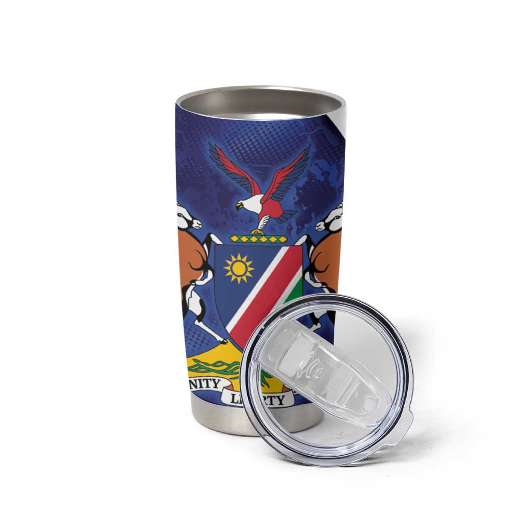 Namibia Cricket Custom Tumbler Cup Coat of arms Namibian Pattern - Wonder Print Shop