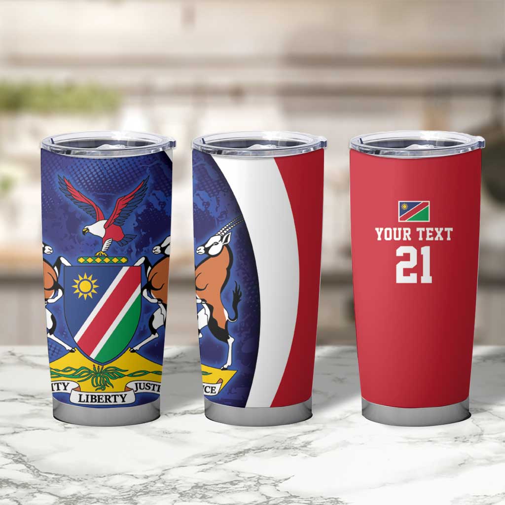Namibia Cricket Custom Tumbler Cup Coat of arms Namibian Pattern - Wonder Print Shop