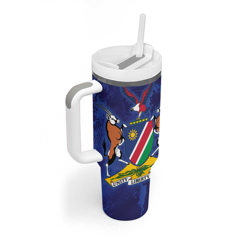 Namibia Cricket Custom Tumbler With Handle Coat of arms Namibian Pattern - Wonder Print Shop