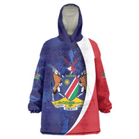 Namibia Cricket Custom Wearable Blanket Hoodie Coat of arms Namibian Pattern - Wonder Print Shop