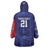 Namibia Cricket Custom Wearable Blanket Hoodie Coat of arms Namibian Pattern - Wonder Print Shop