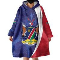 Namibia Cricket Custom Wearable Blanket Hoodie Coat of arms Namibian Pattern - Wonder Print Shop