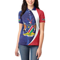 Namibia Cricket Custom Women Polo Shirt Coat of arms Namibian Pattern - Wonder Print Shop