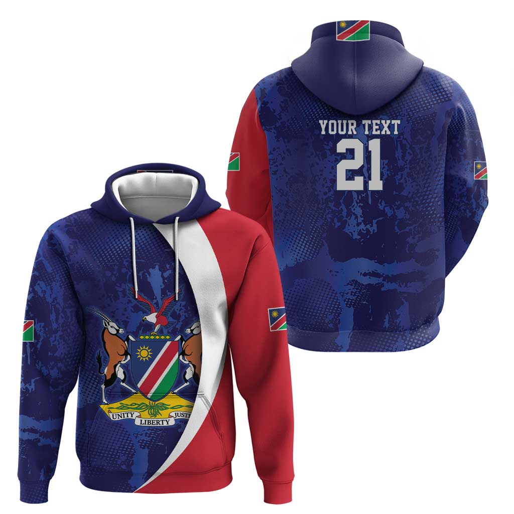 Namibia Cricket Custom Zip Hoodie Coat of arms Namibian Pattern - Wonder Print Shop