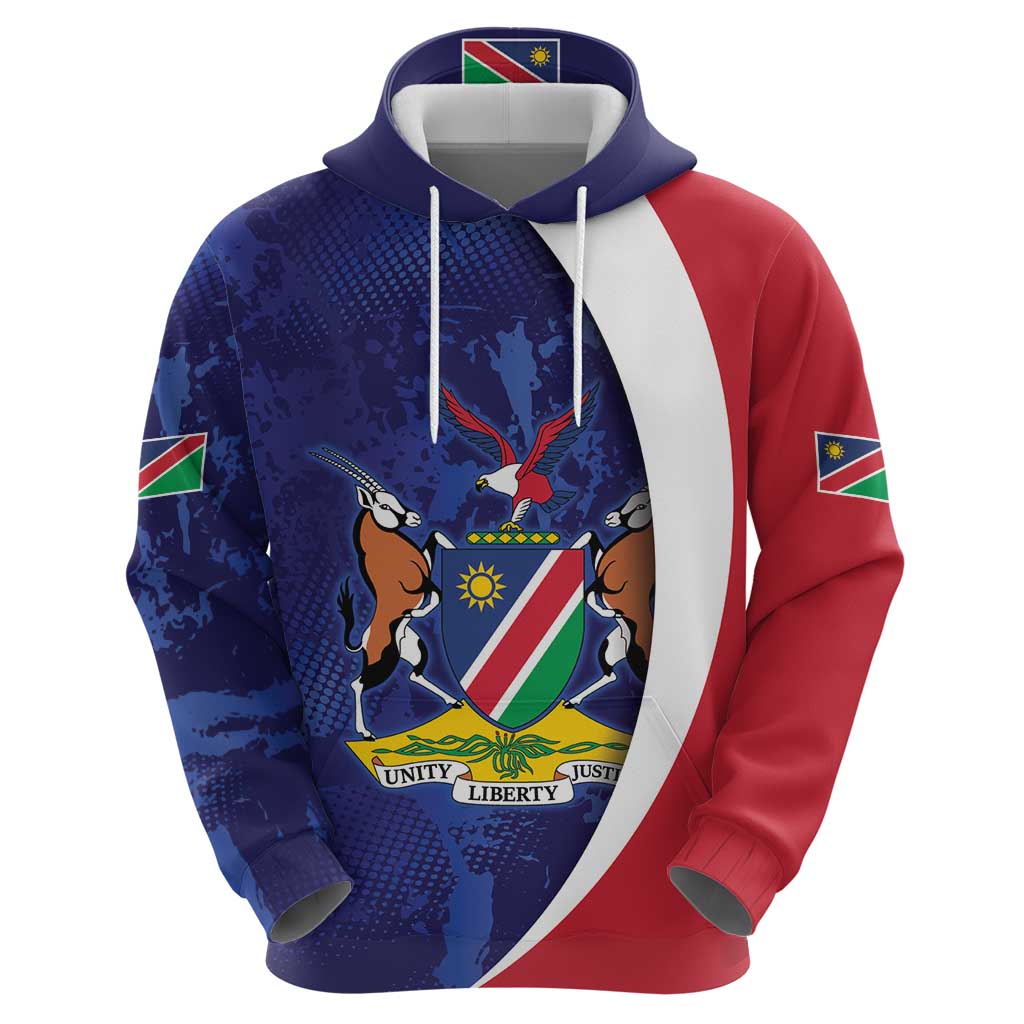 Namibia Cricket Custom Zip Hoodie Coat of arms Namibian Pattern - Wonder Print Shop