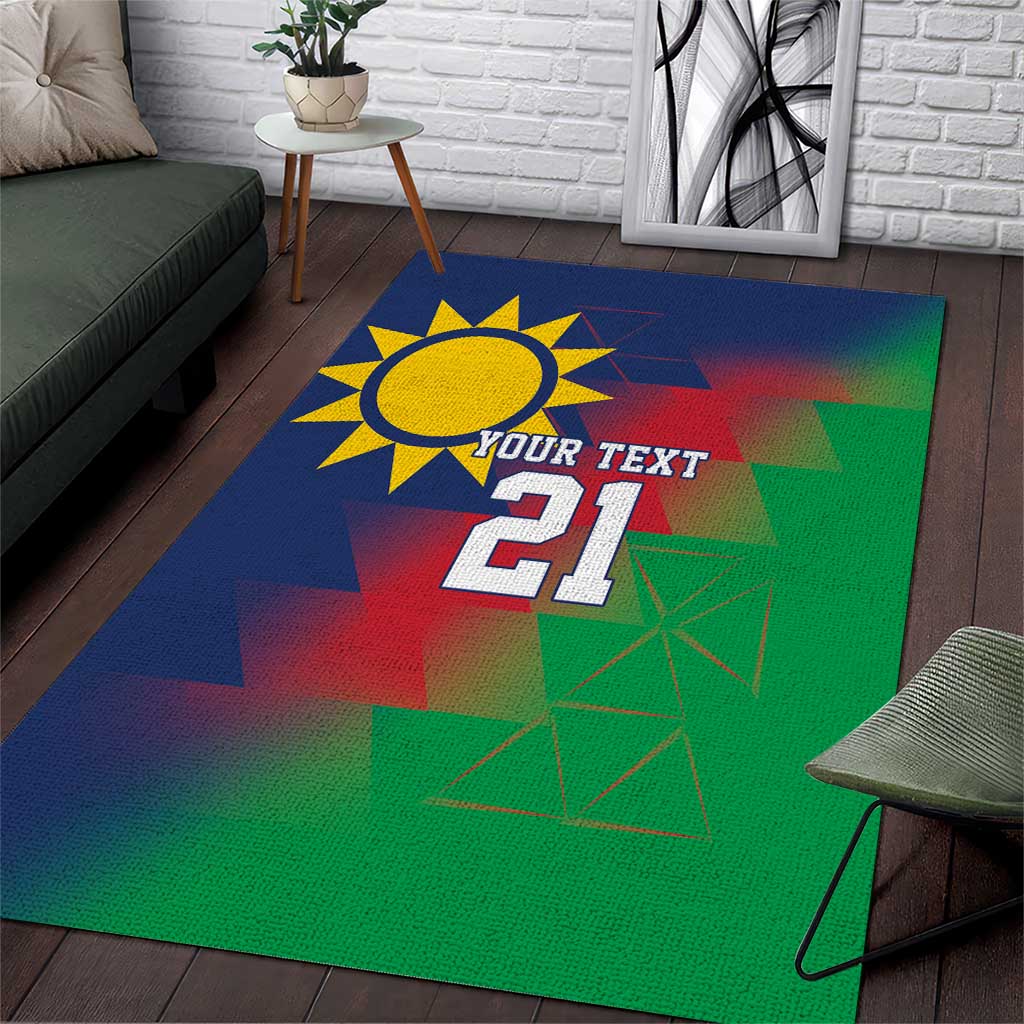 Namibia Cricket Custom Area Rug Namibian Gold Sun Flag Motif - Wonder Print Shop
