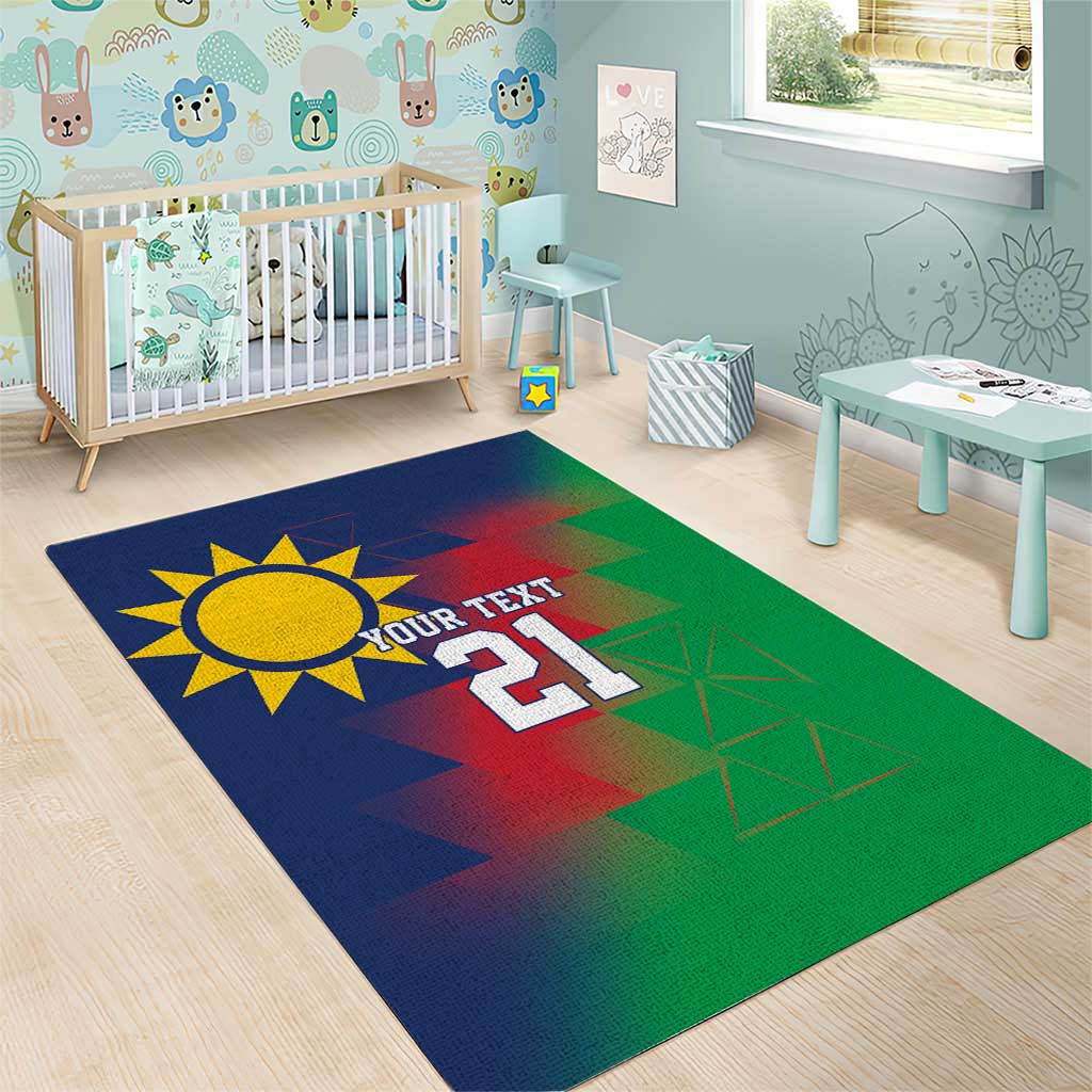 Namibia Cricket Custom Area Rug Namibian Gold Sun Flag Motif - Wonder Print Shop