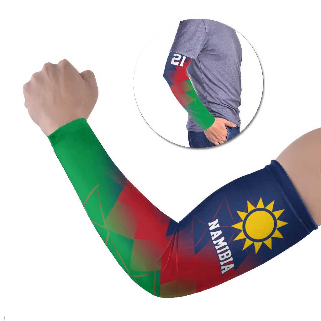 Namibia Cricket Custom Arm Sleeves Namibian Gold Sun Flag Motif - Wonder Print Shop