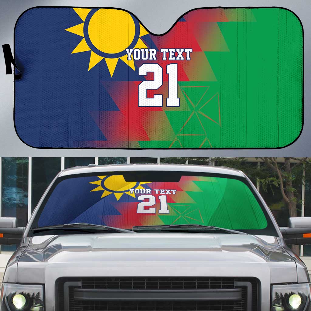 Namibia Cricket Custom Auto Sun Shade Namibian Gold Sun Flag Motif - Wonder Print Shop