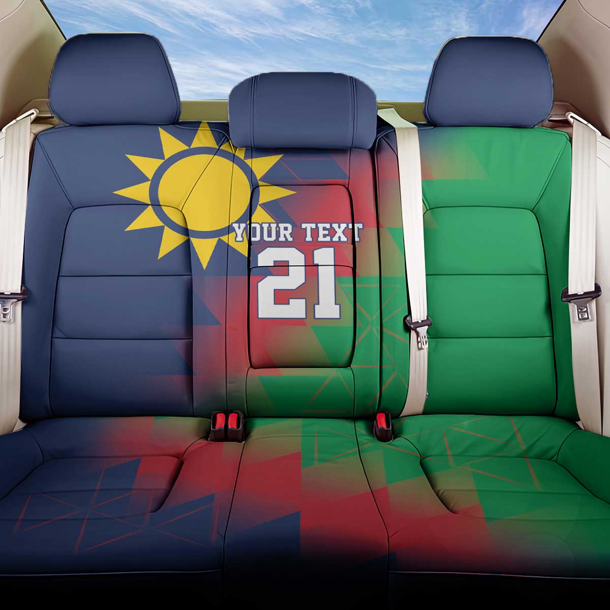 Namibia Cricket Custom Back Car Seat Cover Namibian Gold Sun Flag Motif - Wonder Print Shop
