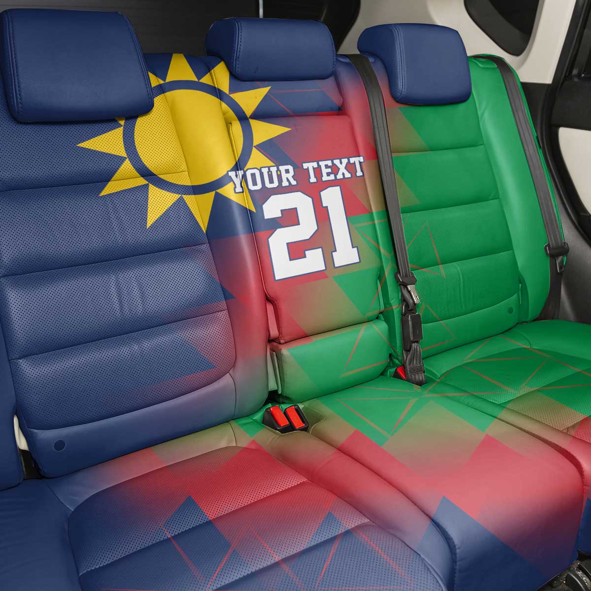 Namibia Cricket Custom Back Car Seat Cover Namibian Gold Sun Flag Motif - Wonder Print Shop