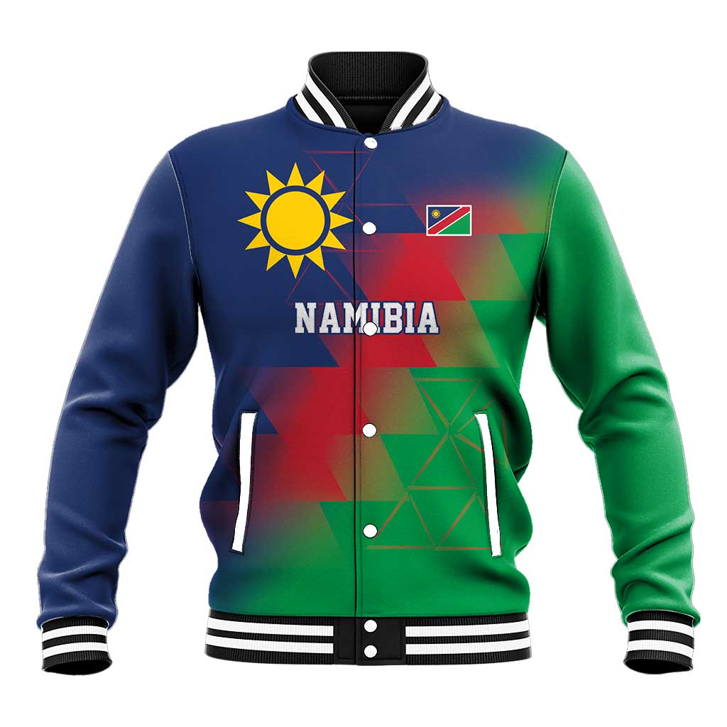 Namibia Cricket Custom Baseball Jacket Namibian Gold Sun Flag Motif - Wonder Print Shop
