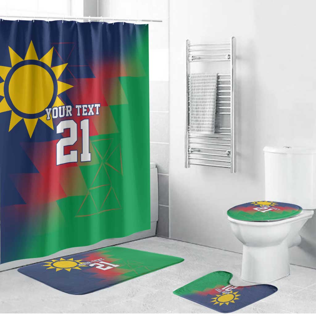 Namibia Cricket Custom Bathroom Set Namibian Gold Sun Flag Motif - Wonder Print Shop