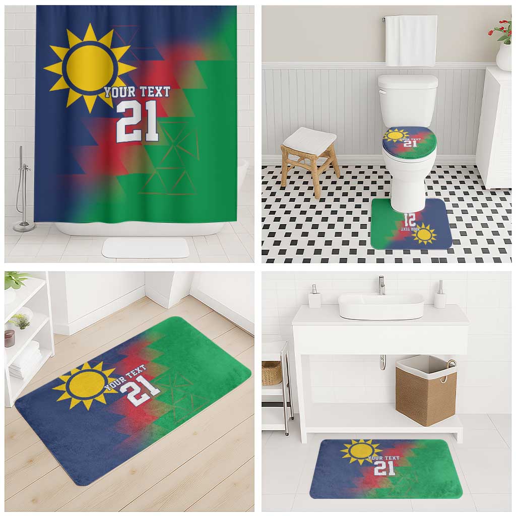 Namibia Cricket Custom Bathroom Set Namibian Gold Sun Flag Motif - Wonder Print Shop