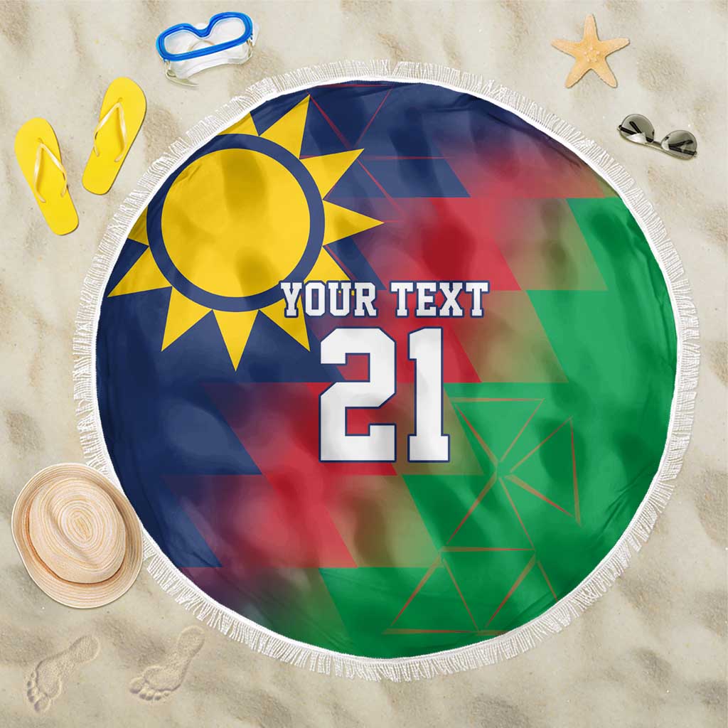 Namibia Cricket Custom Beach Blanket Namibian Gold Sun Flag Motif - Wonder Print Shop