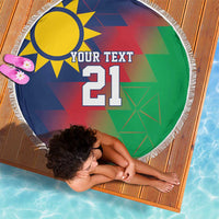 Namibia Cricket Custom Beach Blanket Namibian Gold Sun Flag Motif - Wonder Print Shop