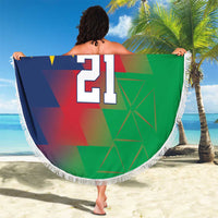 Namibia Cricket Custom Beach Blanket Namibian Gold Sun Flag Motif - Wonder Print Shop