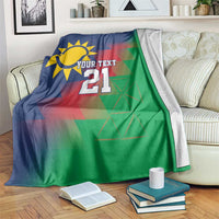 Namibia Cricket Custom Blanket Namibian Gold Sun Flag Motif - Wonder Print Shop