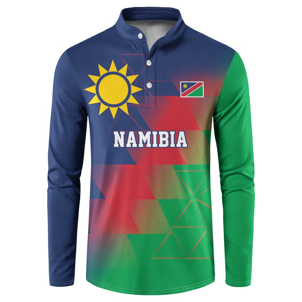Namibia Cricket Custom Button Sweatshirt Namibian Gold Sun Flag Motif - Wonder Print Shop
