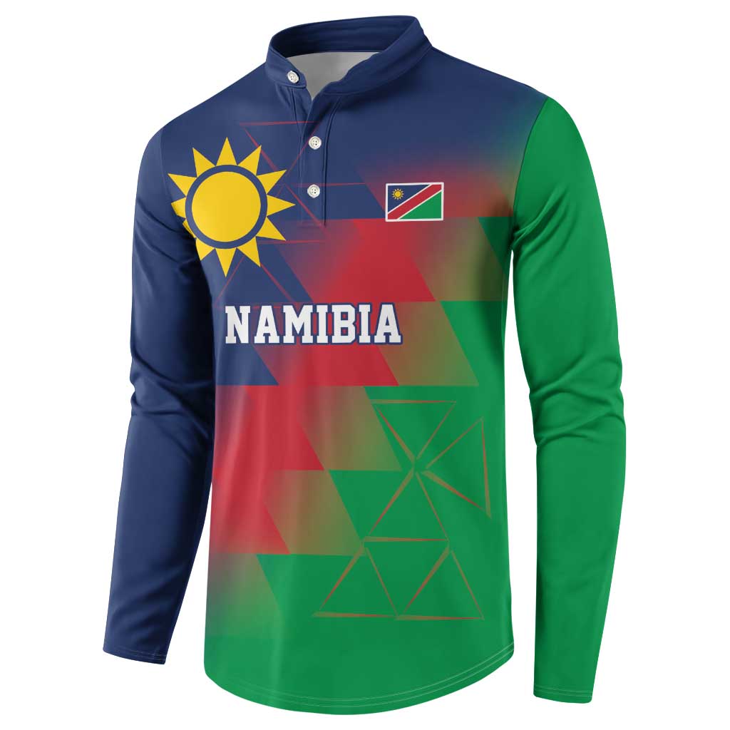 Namibia Cricket Custom Button Sweatshirt Namibian Gold Sun Flag Motif - Wonder Print Shop