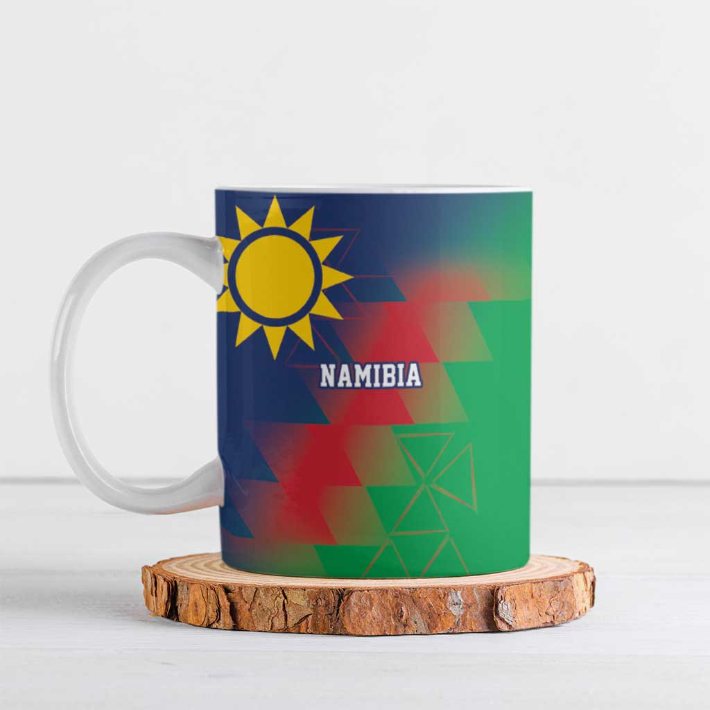 Namibia Cricket Custom Ceramic Mug Namibian Gold Sun Flag Motif - Wonder Print Shop