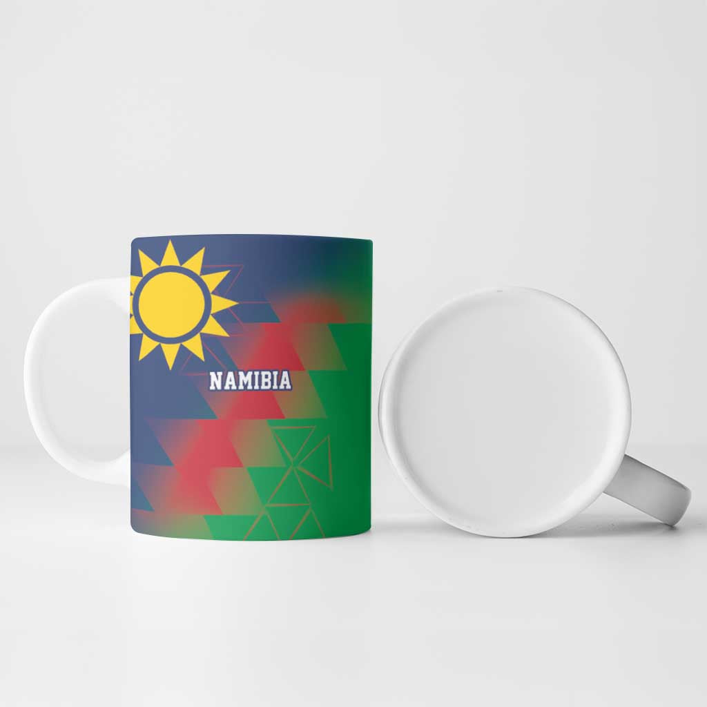 Namibia Cricket Custom Ceramic Mug Namibian Gold Sun Flag Motif - Wonder Print Shop