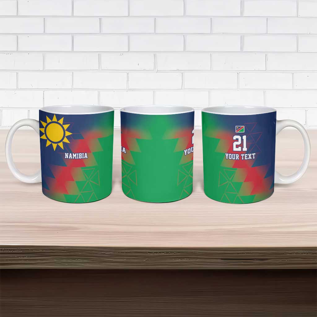 Namibia Cricket Custom Ceramic Mug Namibian Gold Sun Flag Motif - Wonder Print Shop