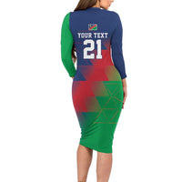 Namibia Cricket Custom Family Matching Long Sleeve Bodycon Dress and Hawaiian Shirt Namibian Gold Sun Flag Motif - Wonder Print Shop