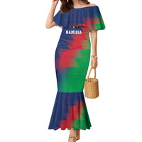 Namibia Cricket Custom Family Matching Mermaid Dress and Hawaiian Shirt Namibian Gold Sun Flag Motif - Wonder Print Shop
