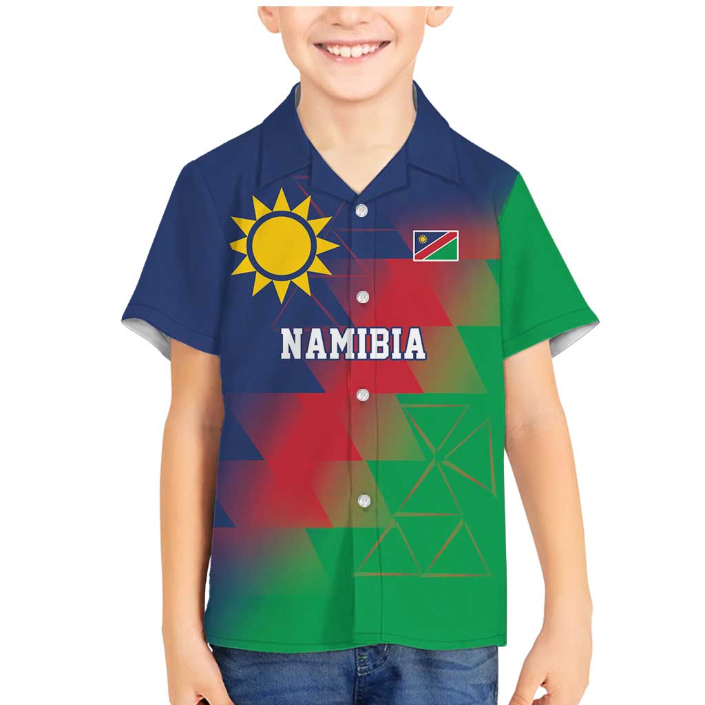 Namibia Cricket Custom Family Matching Mermaid Dress and Hawaiian Shirt Namibian Gold Sun Flag Motif - Wonder Print Shop