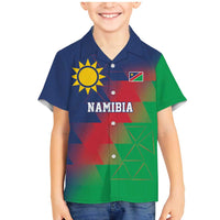 Namibia Cricket Custom Family Matching Mermaid Dress and Hawaiian Shirt Namibian Gold Sun Flag Motif - Wonder Print Shop