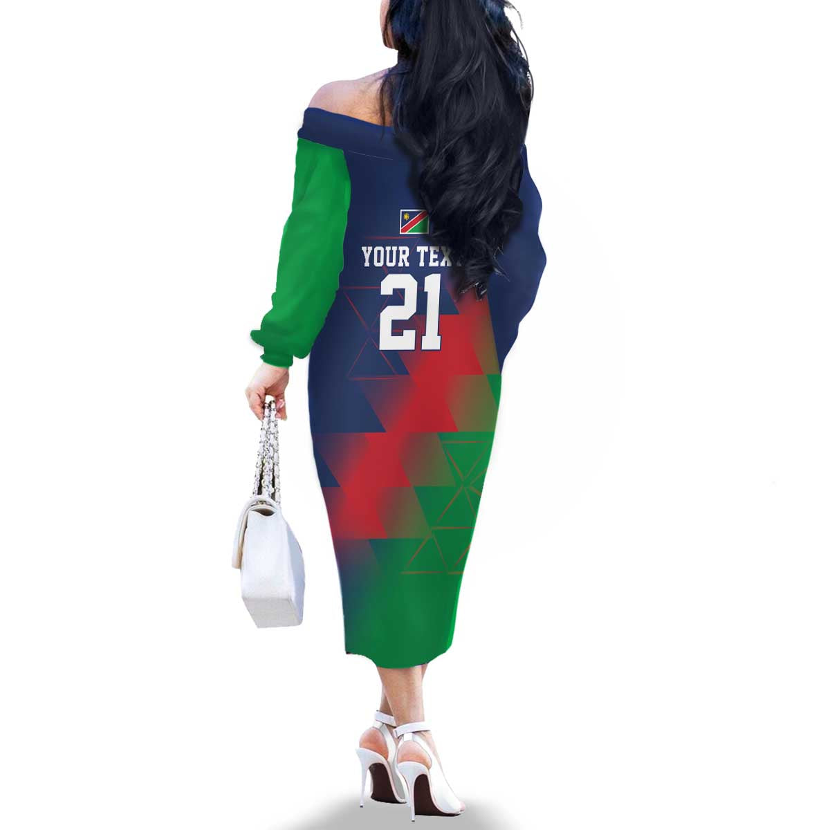 Namibia Cricket Custom Family Matching Off The Shoulder Long Sleeve Dress and Hawaiian Shirt Namibian Gold Sun Flag Motif - Wonder Print Shop