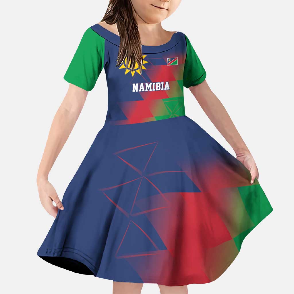 Namibia Cricket Custom Family Matching Off Shoulder Maxi Dress and Hawaiian Shirt Namibian Gold Sun Flag Motif - Wonder Print Shop