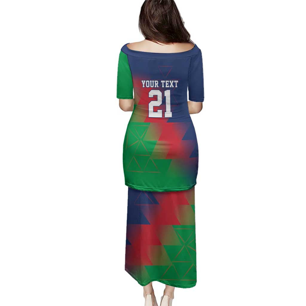 Namibia Cricket Custom Family Matching Puletasi and Hawaiian Shirt Namibian Gold Sun Flag Motif - Wonder Print Shop