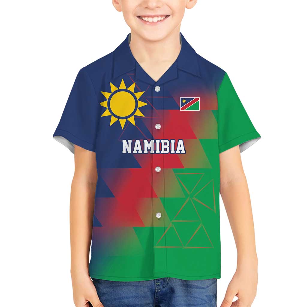 Namibia Cricket Custom Family Matching Puletasi and Hawaiian Shirt Namibian Gold Sun Flag Motif - Wonder Print Shop