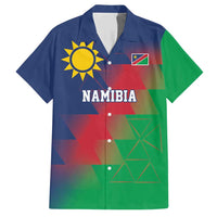 Namibia Cricket Custom Family Matching Short Sleeve Bodycon Dress and Hawaiian Shirt Namibian Gold Sun Flag Motif - Wonder Print Shop