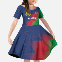Namibia Cricket Custom Family Matching Tank Maxi Dress and Hawaiian Shirt Namibian Gold Sun Flag Motif - Wonder Print Shop