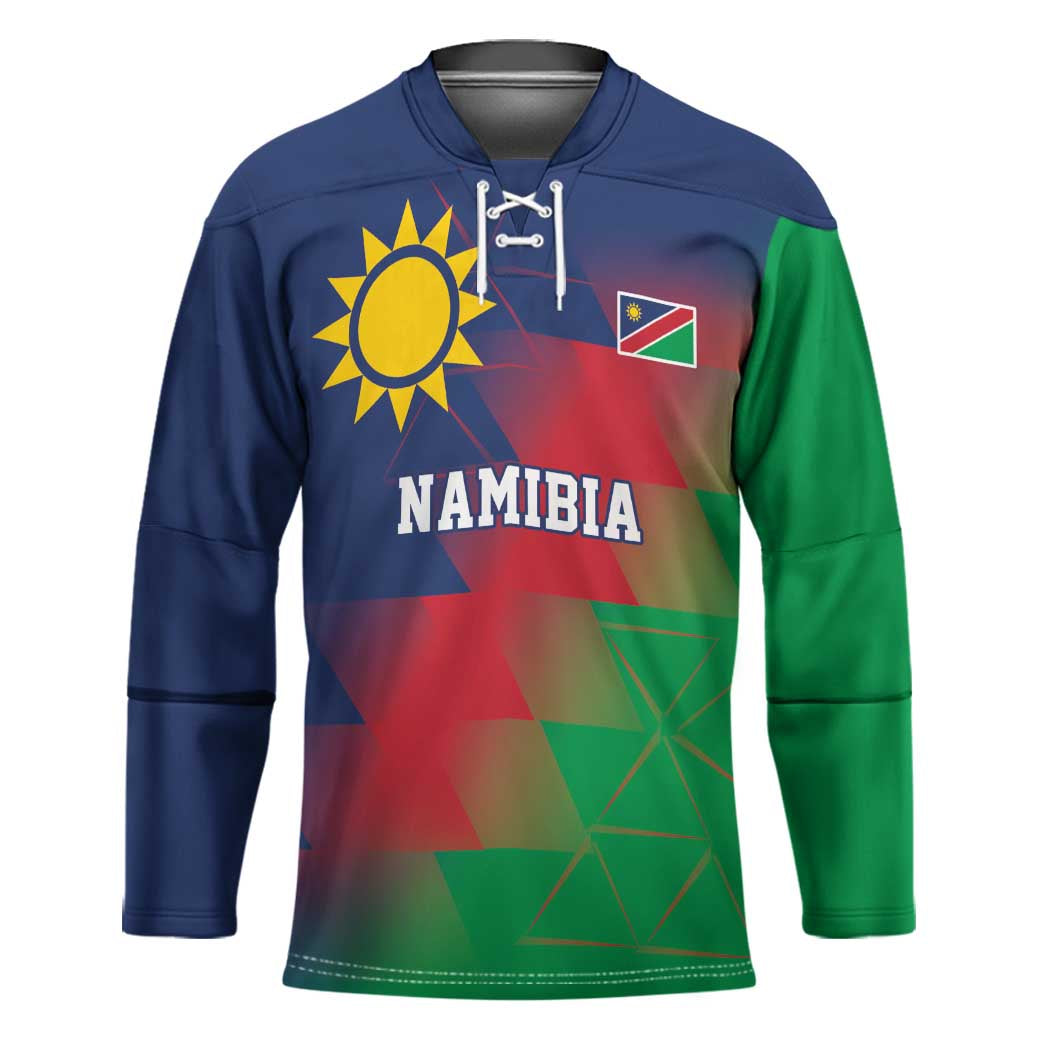 Namibia Cricket Custom Hockey Jersey Namibian Gold Sun Flag Motif - Wonder Print Shop