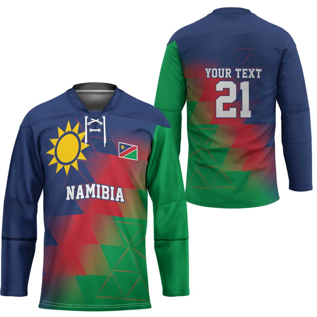 Namibia Cricket Custom Hockey Jersey Namibian Gold Sun Flag Motif - Wonder Print Shop