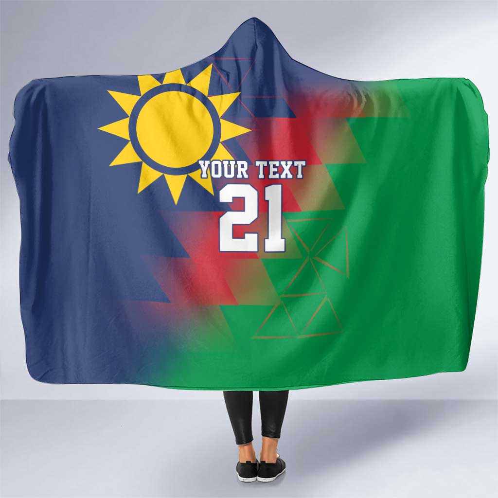 Namibia Cricket Custom Hooded Blanket Namibian Gold Sun Flag Motif - Wonder Print Shop
