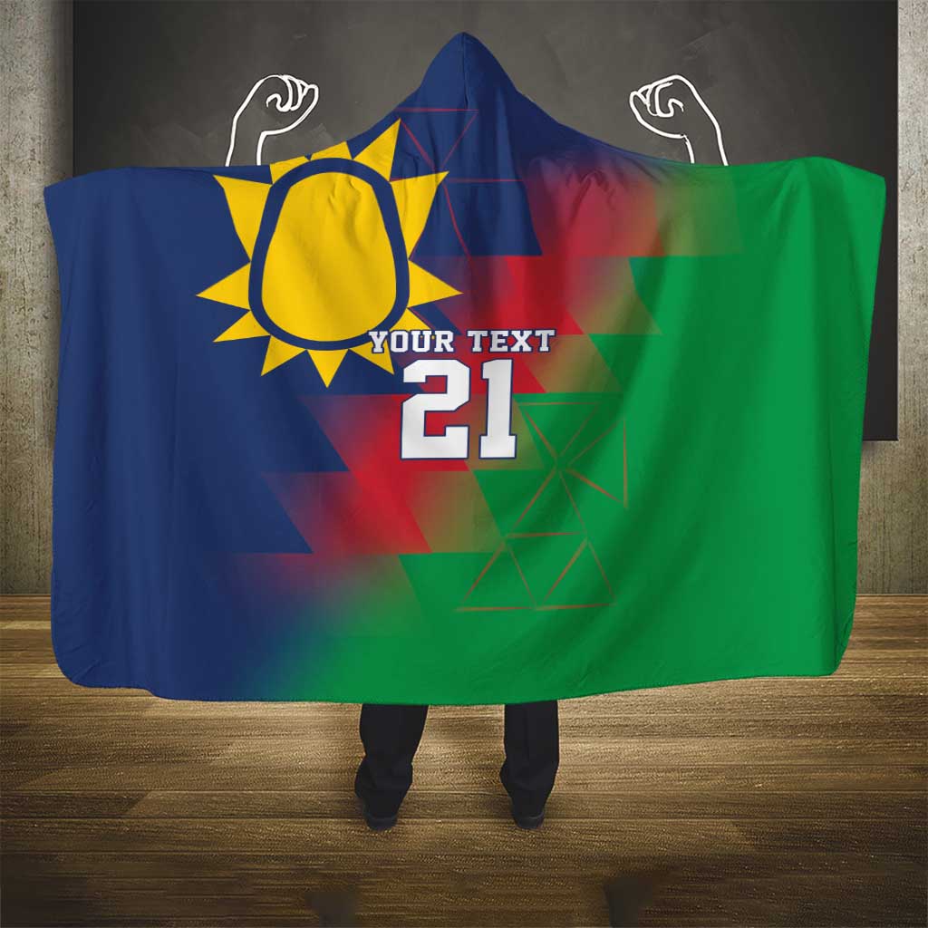 Namibia Cricket Custom Hooded Blanket Namibian Gold Sun Flag Motif - Wonder Print Shop