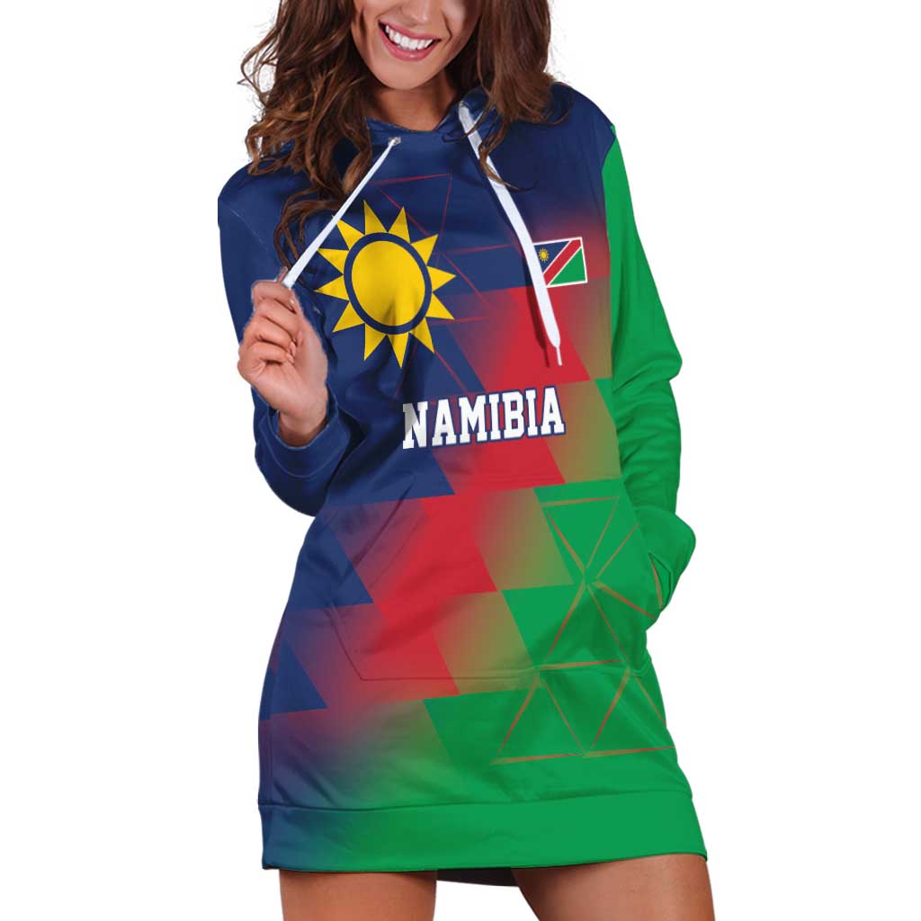 Namibia Cricket Custom Hoodie Dress Namibian Gold Sun Flag Motif - Wonder Print Shop