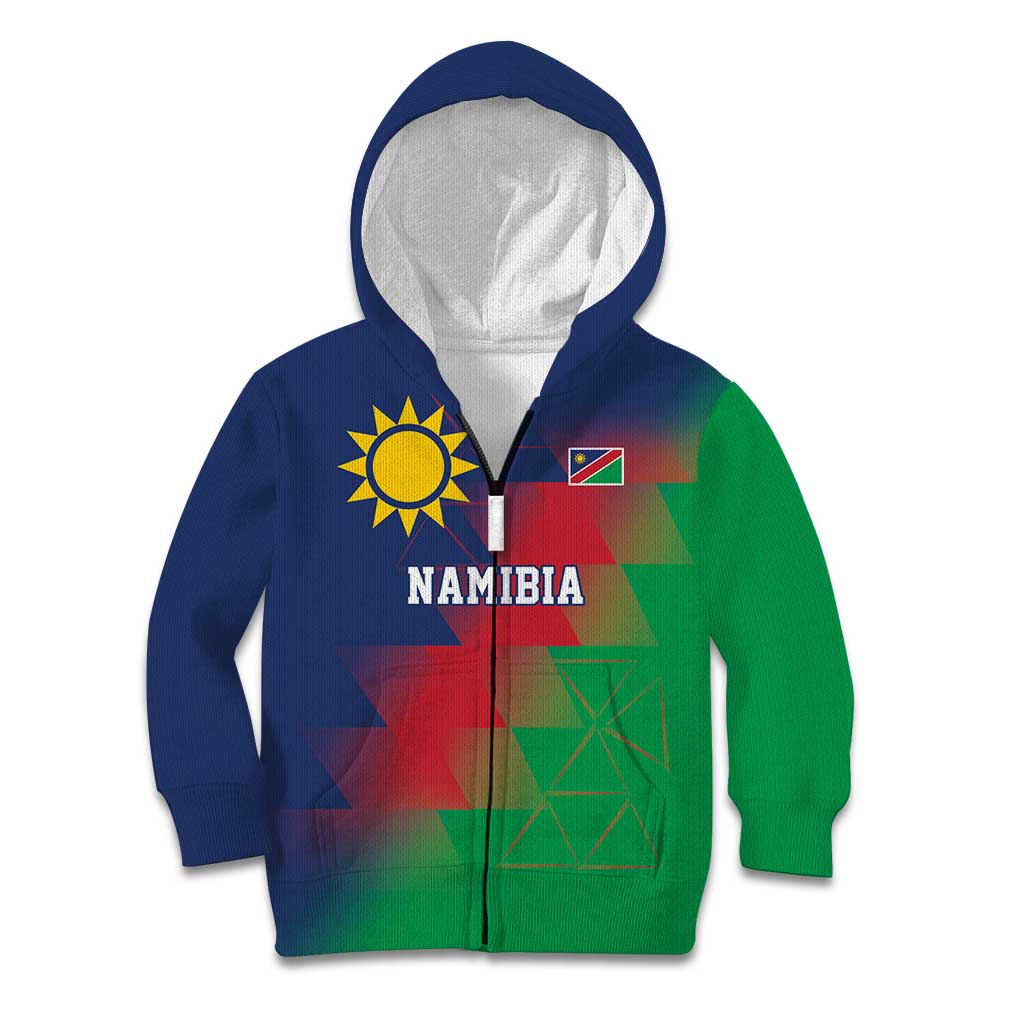 Namibia Cricket Custom Kid Hoodie Namibian Gold Sun Flag Motif - Wonder Print Shop
