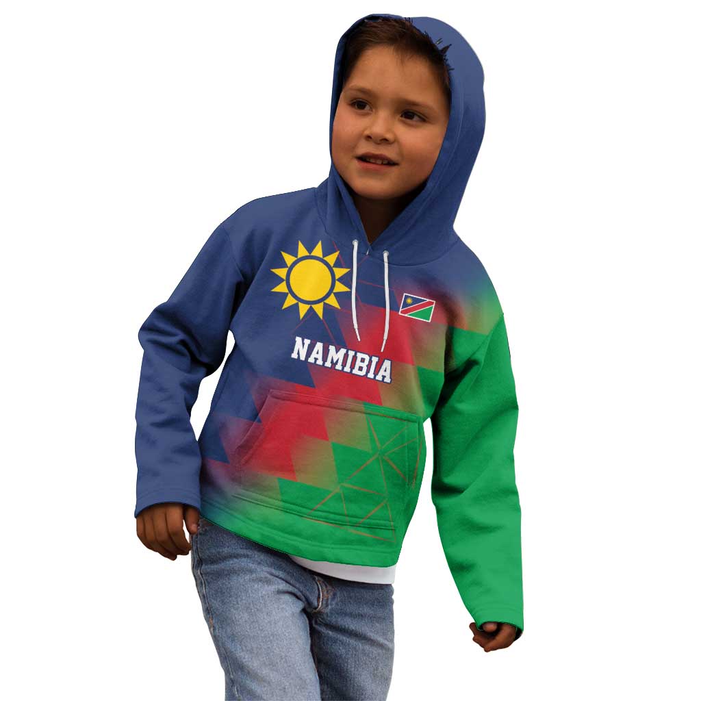 Namibia Cricket Custom Kid Hoodie Namibian Gold Sun Flag Motif - Wonder Print Shop